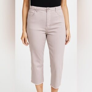 J. Jill High-Rise Straight Leg Cropped Frayed Hem Jeans Pink Plus Size 26